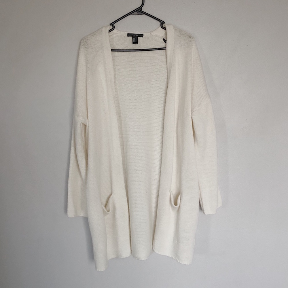 Forever 21 Cream Long Sleeve Cardigan